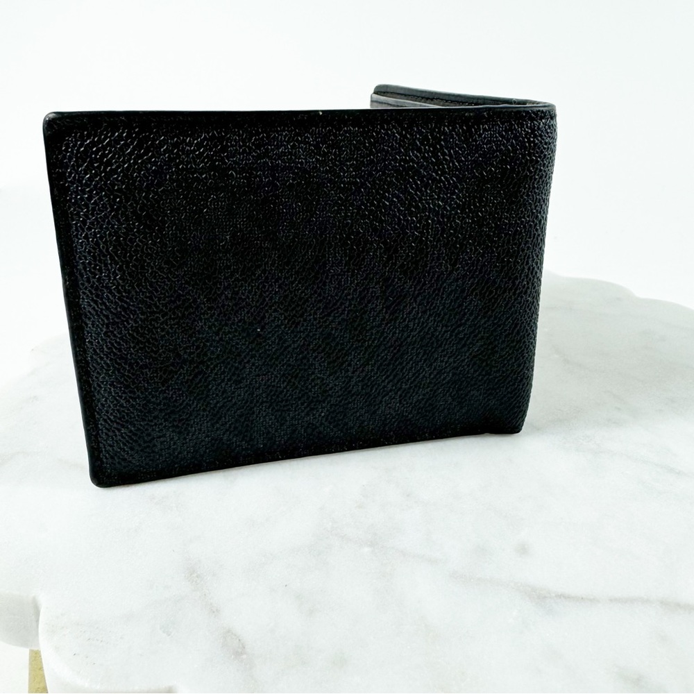 #10 🪩 374. Michael Kors Black/Gray Leather Bifold Wallet Mens Slim MK Monogram - Picture 3 of 10